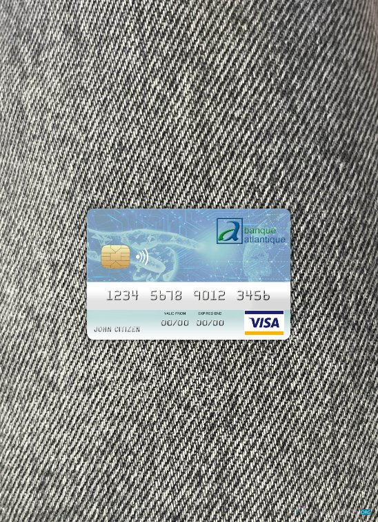 Download Benin Atlantique bank visa card photolook front Photoshop template